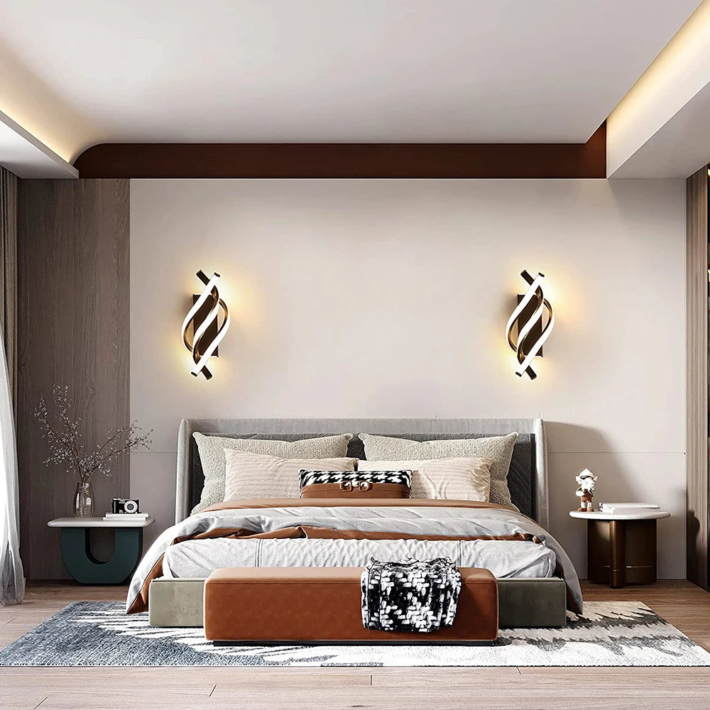 Moderne LED-Wandlampe im Spiraldesign, Dimmbar, Energiesparend für Wohnzimmer, Schlafzimmer, Studierzimmer und Balkondekoration - Unique Outlet