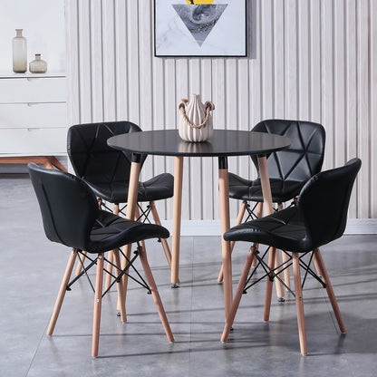 Moderne Designer-Esszimmerstühle – 8er Set mit Holzbeinen und Hochwertiger PU-Polsterung (Schwarz/Weiß/Grau/Braun) - Unique Outlet