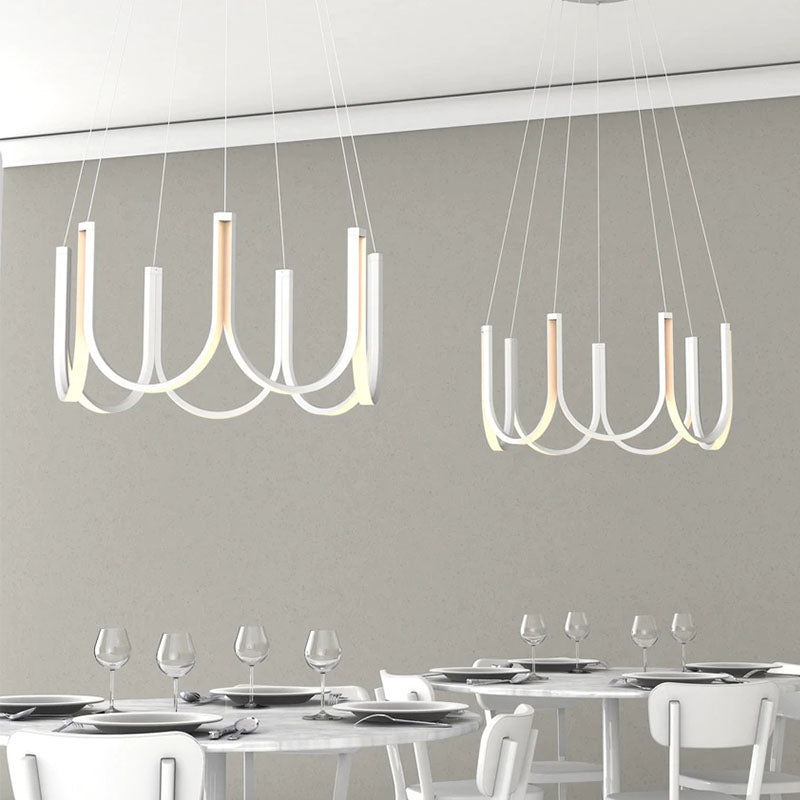 Postmoderne Minimalistische LED-Kronleuchter - Ideal für Wohnzimmer, Büro und Geschäftslokale - in Weiß oder Gold - Unique Outlet
