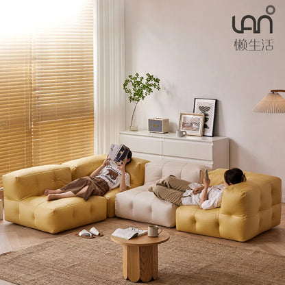 Moderner Minimalistischer L-förmiger Beanbag Sessel - Samt, Ideal für Kleine Familienzimmer und Balkone - Unique Outlet