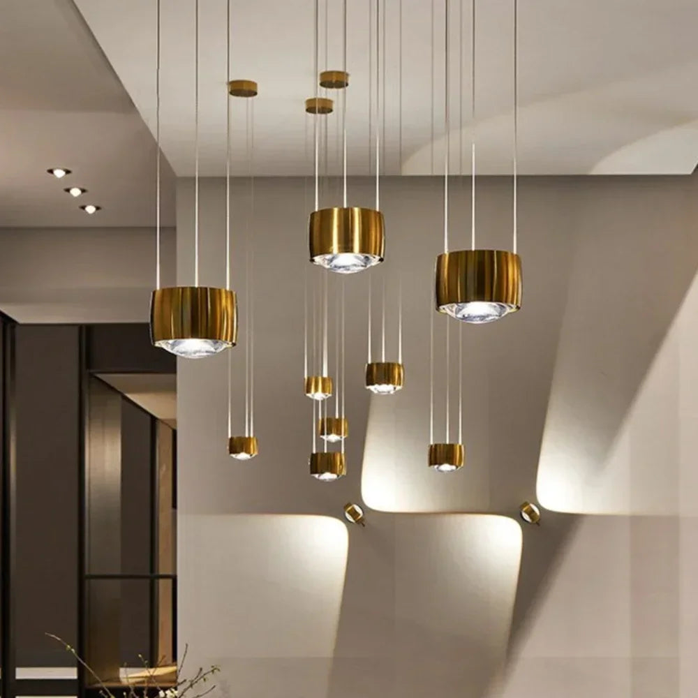 Minimalistische LED-Hängeleuchten | Goldene und Weiße Pendelleuchte für Esstisch und Kücheninsel | Dekorativer Metallglanz für Schlafzimmer und Wohnbereich - Unique Outlet