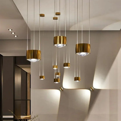 Minimalistische LED-Hängeleuchten | Goldene und Weiße Pendelleuchte für Esstisch und Kücheninsel | Dekorativer Metallglanz für Schlafzimmer und Wohnbereich - Unique Outlet