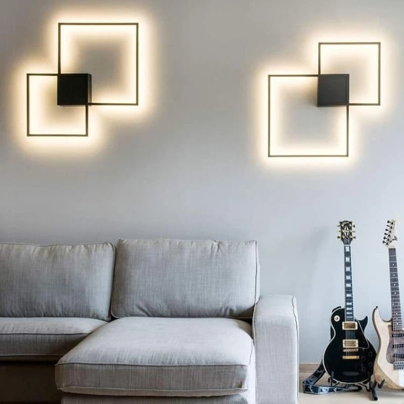 Minimalistische Wandleuchte, Dimmbar, Quadratische LED-Wandleuchte aus Metall für Eingangsbereiche, Innenraumdekoration, Schwarz oder Weiß, 110V-240V - Unique Outlet