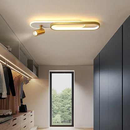 Moderne LED-Deckenleuchte mit Spotlight, Elegante Deckenlampe für Wohnzimmer, Flur und Esszimmer, stilvolle Innenbeleuchtung in Schwarz/Gold - Unique Outlet