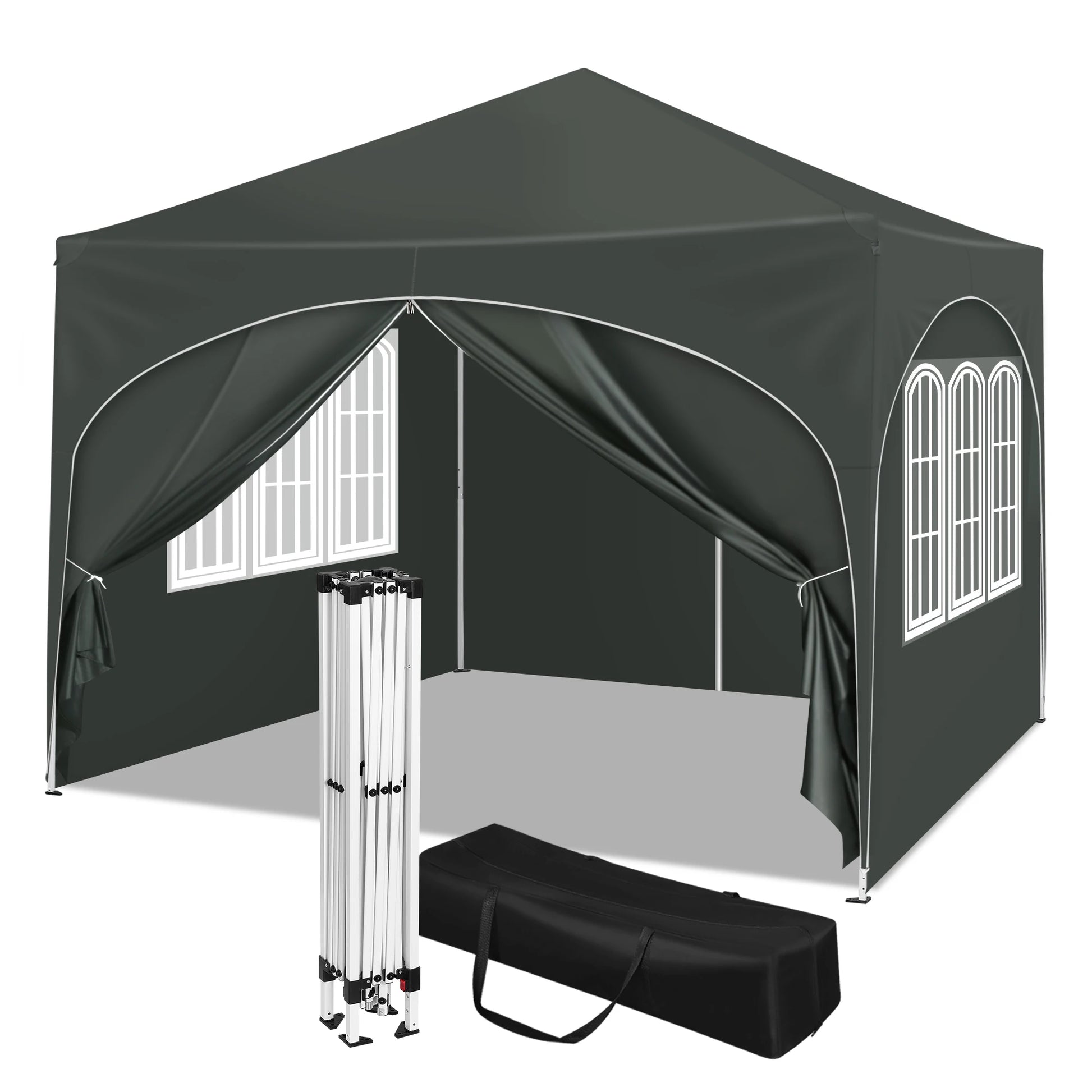 Faltbarer Pavillon mit 4 Seitenwänden 3x3m - Partyzelt mit Wasserabweisendem UV-Schutz, Höhenverstellbar für Garten, Camping, Picknick - Unique Outlet