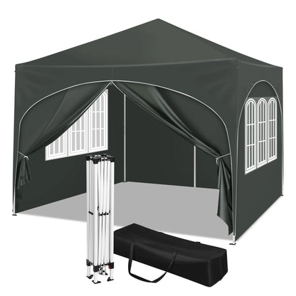 Faltbarer Pavillon mit 4 Seitenwänden 3x3m - Partyzelt mit Wasserabweisendem UV-Schutz, Höhenverstellbar für Garten, Camping, Picknick - Unique Outlet