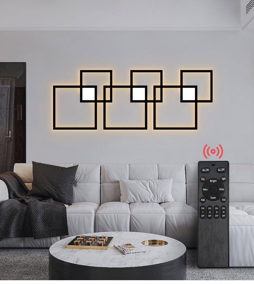 Minimalistische Wandleuchte, Dimmbar, Quadratische LED-Wandleuchte aus Metall für Eingangsbereiche, Innenraumdekoration, Schwarz oder Weiß, 110V-240V - Unique Outlet