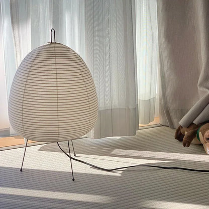 Japanische Reispapier Tischlampe – Handgefertigte Beleuchtung im Wabi-Sabi-Stil für Wohn- und Schlafzimmer - Unique Outlet