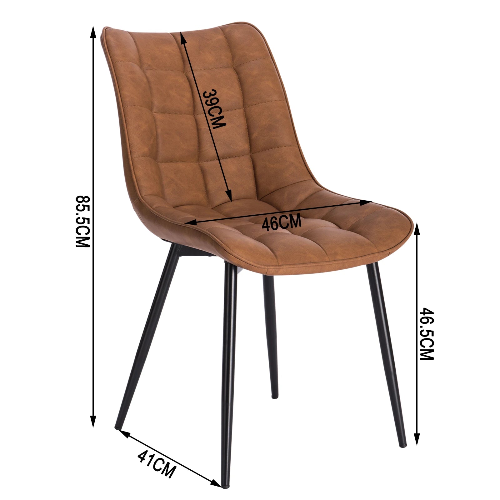 2er-Set Esszimmerstühle mit Samt/Lederimitat/Stoff - Hotel Restaurant Küchenstuhl mit gepolstertem Sitz und stabilen Metallbeinen - Unique Outlet