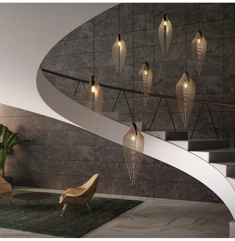 Minimalistische Moderne Hängeleuchte "Leaf Chandelier" mit LED für stilvolle Wohnraumbeleuchtung Designerleuchte - Unique Outlet