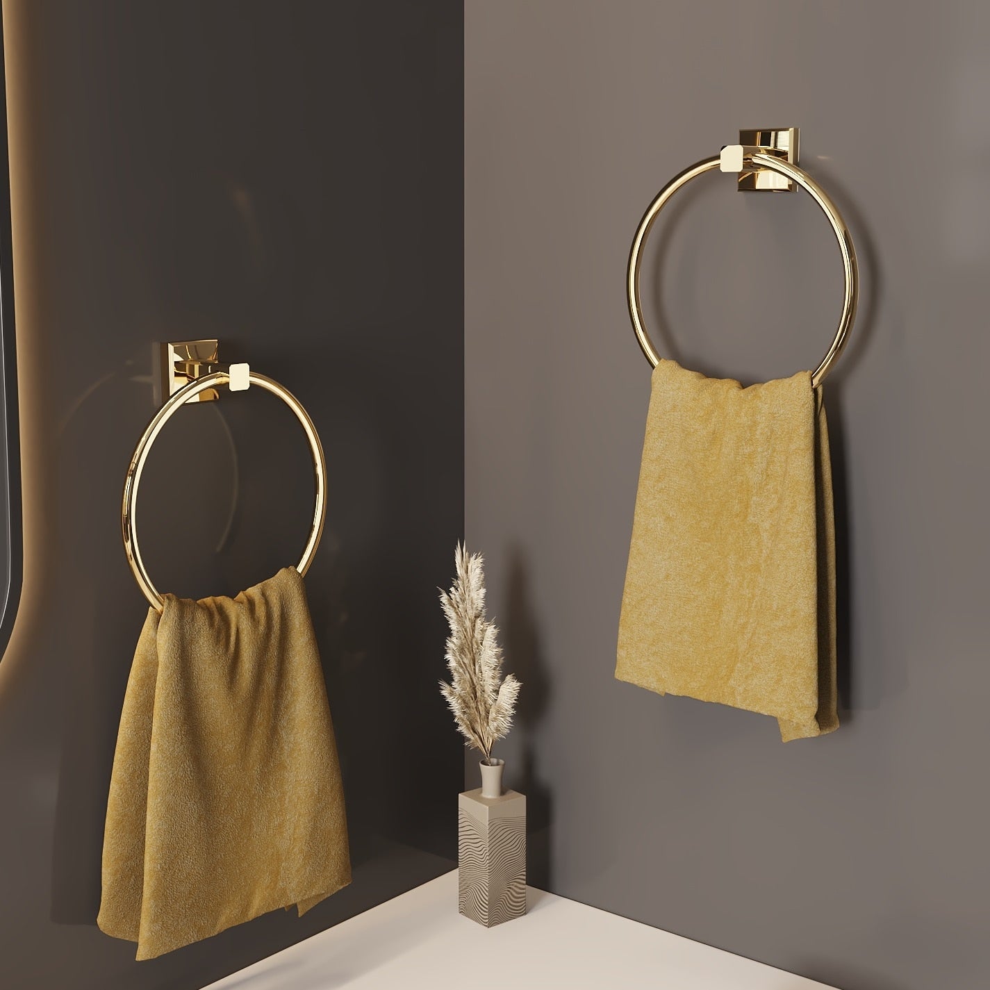 Goldener Handtuchring, Messing-Badezimmer-Accessoire im europäischen Stil - Unique Outlet