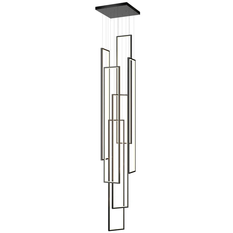 Moderne LED-Rechteck-Kronleuchter für Treppenhaus - Hängende Pendelleuchte für Wohnzimmer und LOFT-Dekor - Unique Outlet
