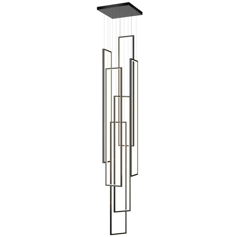 Moderne LED-Rechteck-Kronleuchter für Treppenhaus - Hängende Pendelleuchte für Wohnzimmer und LOFT-Dekor - Unique Outlet