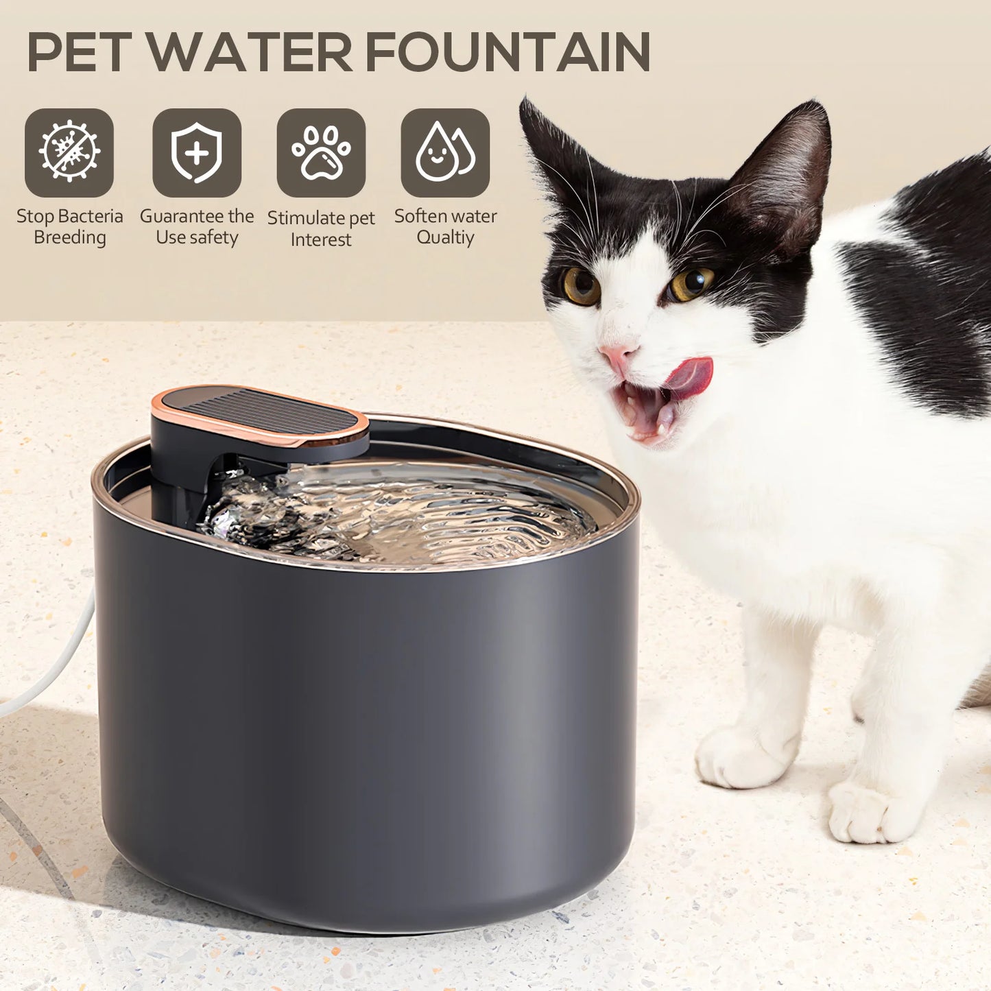 Automatischer Elektrischer Wassertrinker für Haustiere – Hund & Katze Trinkbrunnen mit Filter, Dunkelblau - Unique Outlet