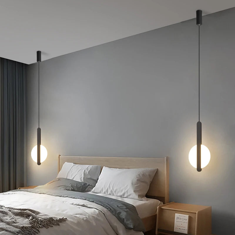 Moderne Minimalistische LED Pendelleuchten in Schwarz und Weiß - Elegante Kronleuchter für Schlafzimmer, Esszimmer und Bar-Dekoration - Unique Outlet
