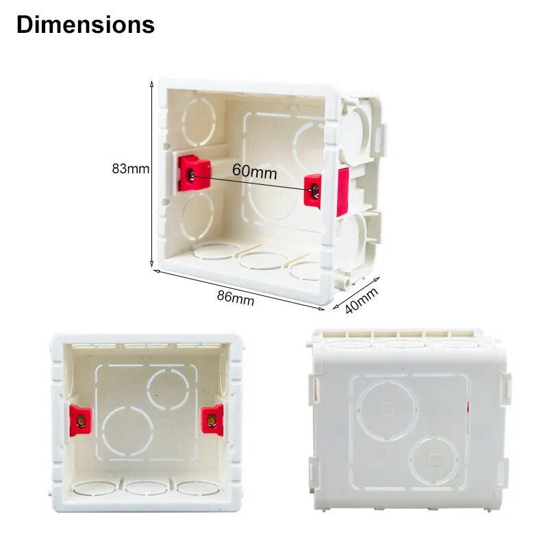 Typ86 86x86 Feuerfeste Wandmontage-Innenverbindungsdose für 3x3" EU UK Schaltersteckdose Wallpad Einstellbare Beton-Verkabelungskassette - Unique Outlet