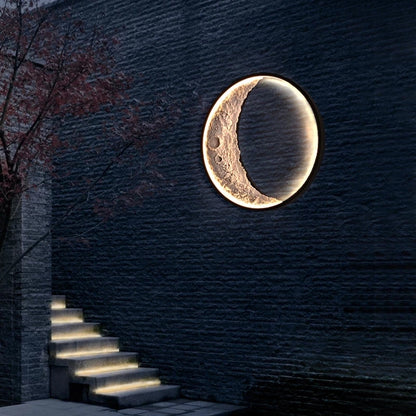 Außenbereich IP65 Wasserdichte LED-Wandlampe – Terrassen- und Gartenbeleuchtung, Mond-Dekor-Kunstwandlampen aus Aluminium - Unique Outlet
