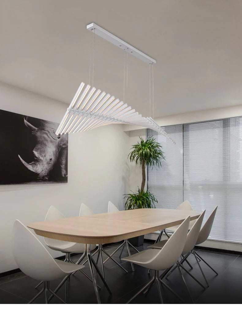 Nordischer Moderner LED-Kronleuchter in Fischgrätenform – Designerbeleuchtung für Büro und Wohnraum - Unique Outlet