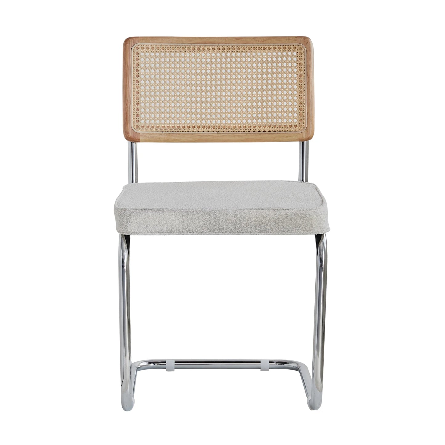 Elegantes Stuhlset mit Rattan-Rückenlehne und Metallgestell, 2er-Set - Unique Outlet