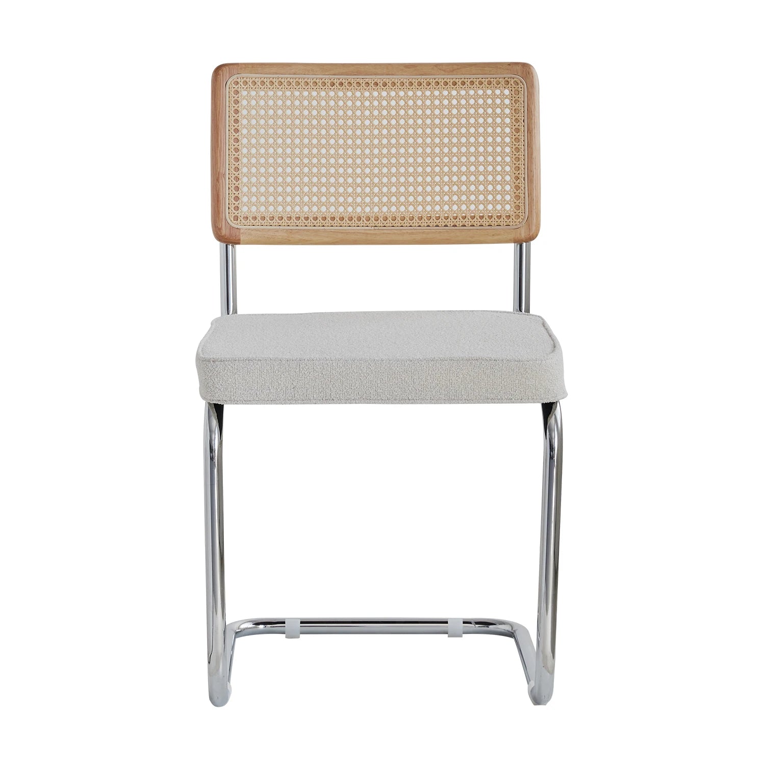 Elegantes Stuhlset mit Rattan-Rückenlehne und Metallgestell, 2er-Set - Unique Outlet