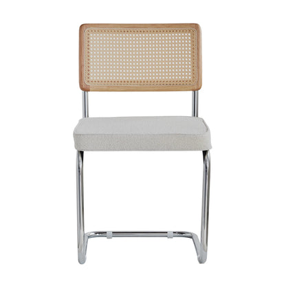 Elegantes Stuhlset mit Rattan-Rückenlehne und Metallgestell, 2er-Set - Unique Outlet