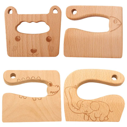 Safe Kitchen Cutting Toy Kids Wooden Cooking CutterFish-Shaped Children'S Kitchen Tools Cute Vegetables Fruits Knife Safety - Unique Outlet