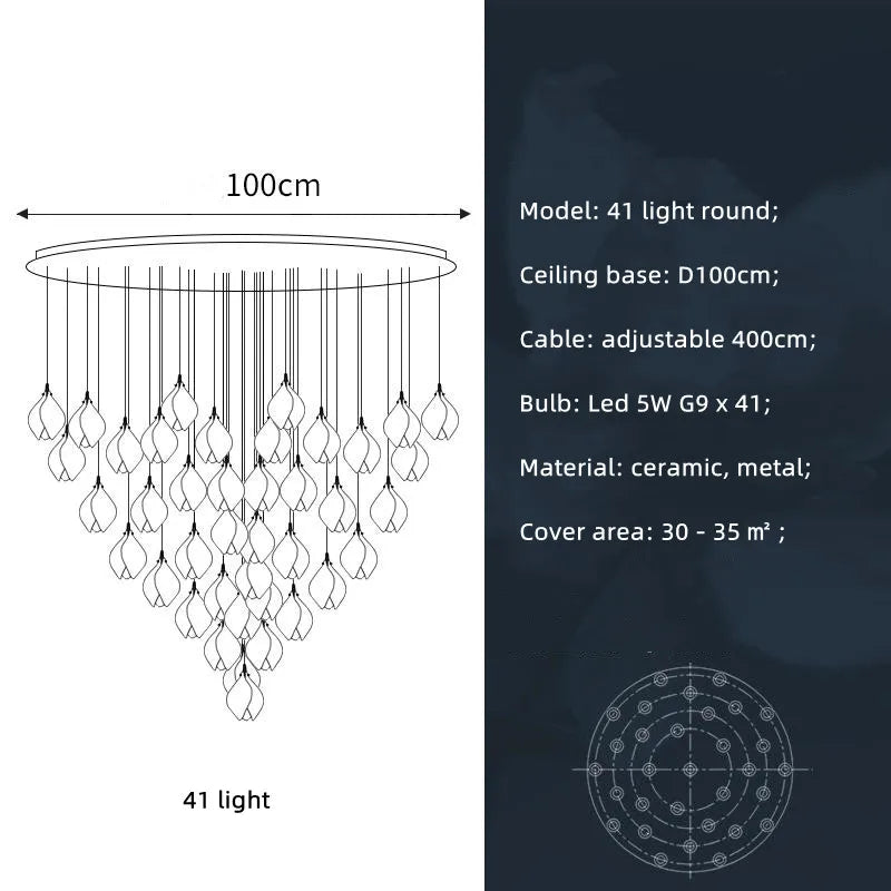 Moderne Keramik-Blütenform LED-Deckenleuchte - Unique Outlet