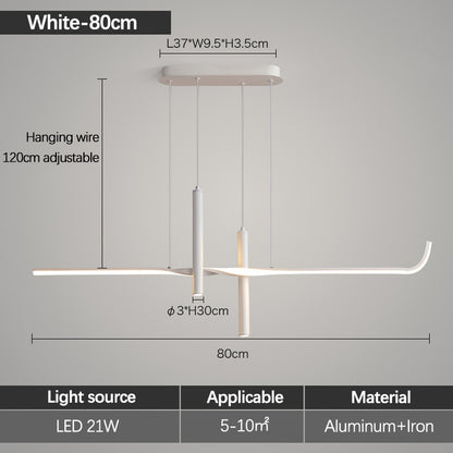 Moderne Pendelleuchten, Einfacher langer Streifen-Kronleuchter mit LED-Spotlights für Esszimmer und Wohnbereiche - Unique Outlet