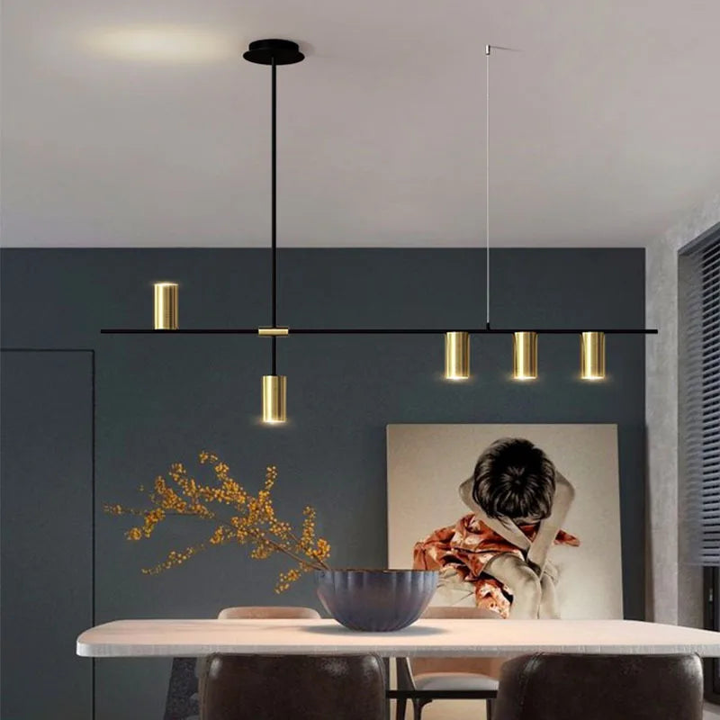 Moderner LED Pendelleuchter - Elegantes Design in Schwarz und Gold für Esszimmer, Küche und Hotel - Unique Outlet