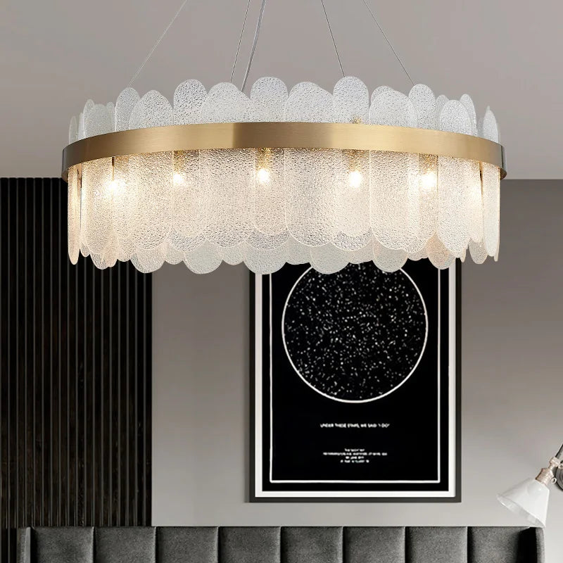 Nordischer Postmoderner LED-Glas-Kronleuchter - Atmosphärische Pendelleuchte im Luxusdesign für Wohnzimmer, Schlafzimmer, Hotels, Shops und Restaurants - Unique Outlet
