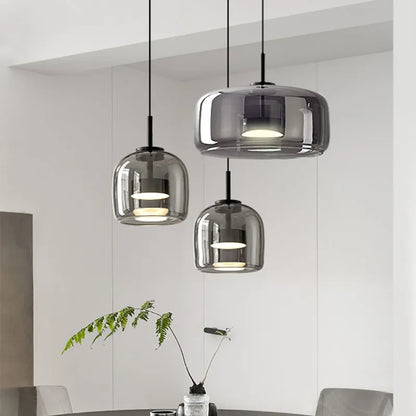 Moderne LED-Glaspendelleuchte in Bernsteinfarben – Elegante Hängeleuchte für Innenraumgestaltung - Unique Outlet