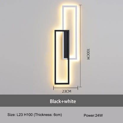 Schwarze Rechteckige Minimalistische LED Wandleuchte, für Innenraum, Wohnzimmer, Schlafzimmer, 60cm/80cm/100cm - Unique Outlet