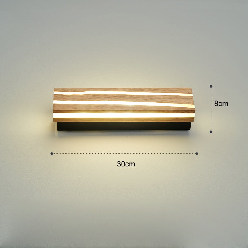 Nordische LED-Holz-Wandleuchte, Wandmontierte Auf- und Abwärtsleuchte für Schlafzimmer, Wohnzimmer und Badezimmer, Verschiedene Größen - Unique Outlet