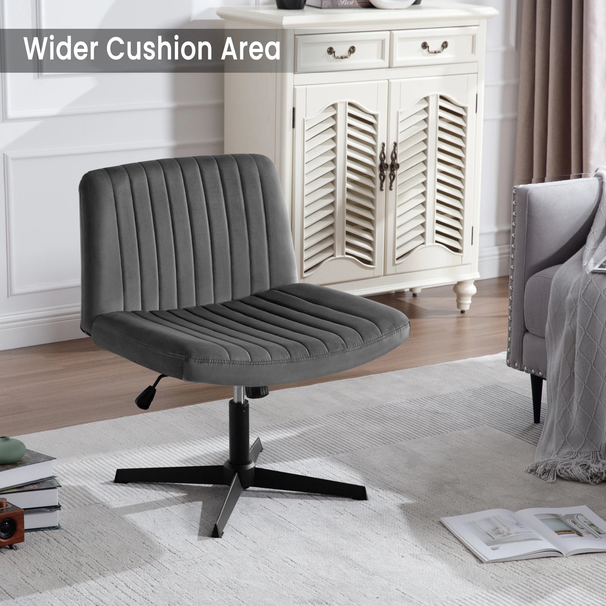 Drehbarer Relaxsessel Bürostuhl - Ergonomischer Samt Schreibtischstuhl, Höhenverstellbar, 360° Drehbar, Gepolstert - Unique Outlet
