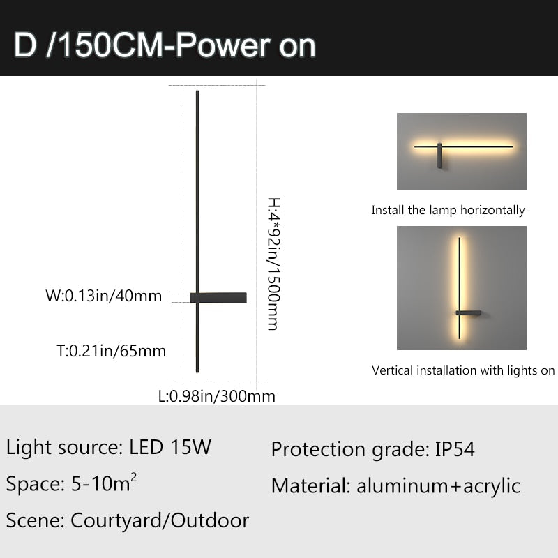 Außenwandleuchte, Lange, Wasserdicht, IP54, Aluminium, Wandlampe für Veranda, Terrasse, Innenräume, Schlafzimmer, Wohnzimmer Dekoration - Unique Outlet