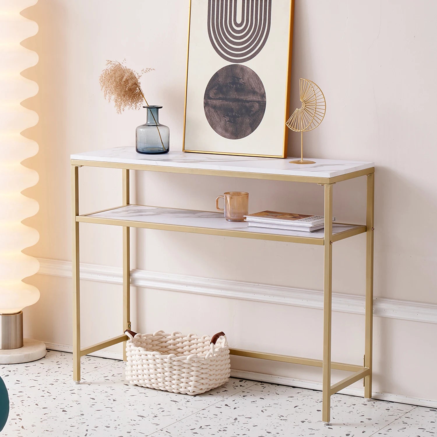 Moderner Minimalistischer Konsolentisch mit Marmor-Effekt - Unique Outlet
