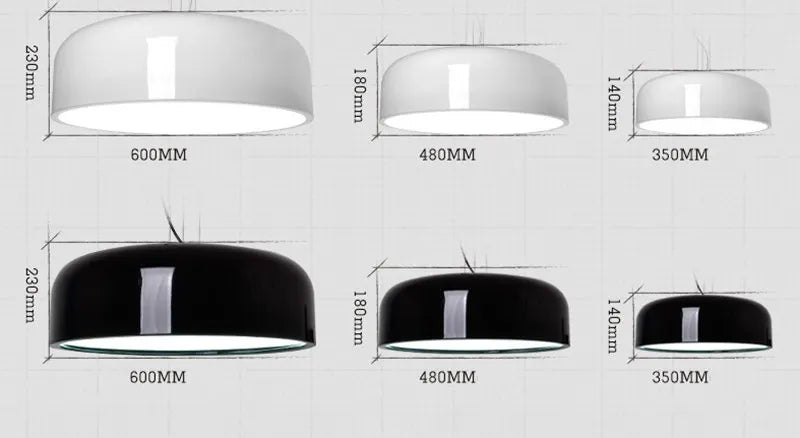 Nordische LED-Pendelleuchten mit Aluminium Lampenschirm – Runde Hängekronleuchter in Schwarz/Weiß für Esszimmer und Küche - Unique Outlet