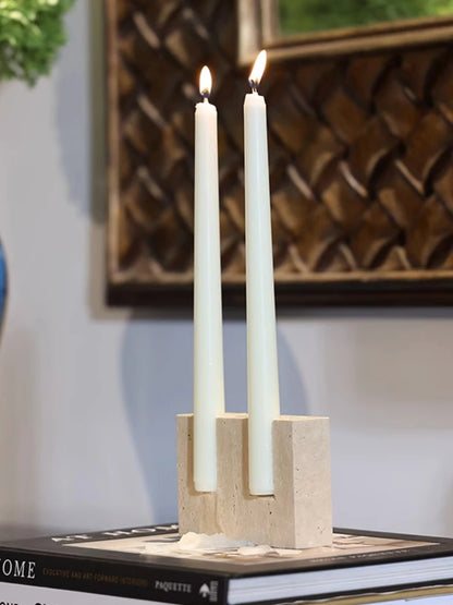 Marmor-Kerzenständer mit 2 Öffnungen – Vintage Travertin Stein für Hochzeits- und Partytischdeko - Unique Outlet