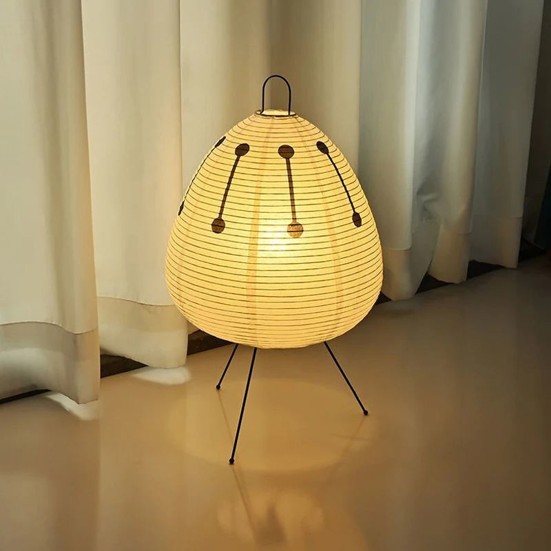 Japanische Reispapier Tischlampe – Handgefertigte Beleuchtung im Wabi-Sabi-Stil für Wohn- und Schlafzimmer - Unique Outlet