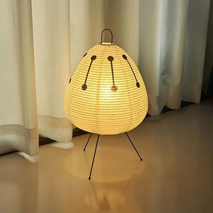Japanische Reispapier Tischlampe – Handgefertigte Beleuchtung im Wabi-Sabi-Stil für Wohn- und Schlafzimmer - Unique Outlet