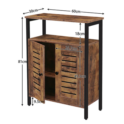 Moderner Sideboard-Kommode mit 1 Offenem Regal, Schubladen und Schrank, Vielseitige Aufbewahrung für Küche, Flur und Wohnzimmer in Dunkelbraun - Unique Outlet