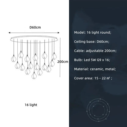 Moderne Keramik-Blütenform LED-Deckenleuchte - Unique Outlet