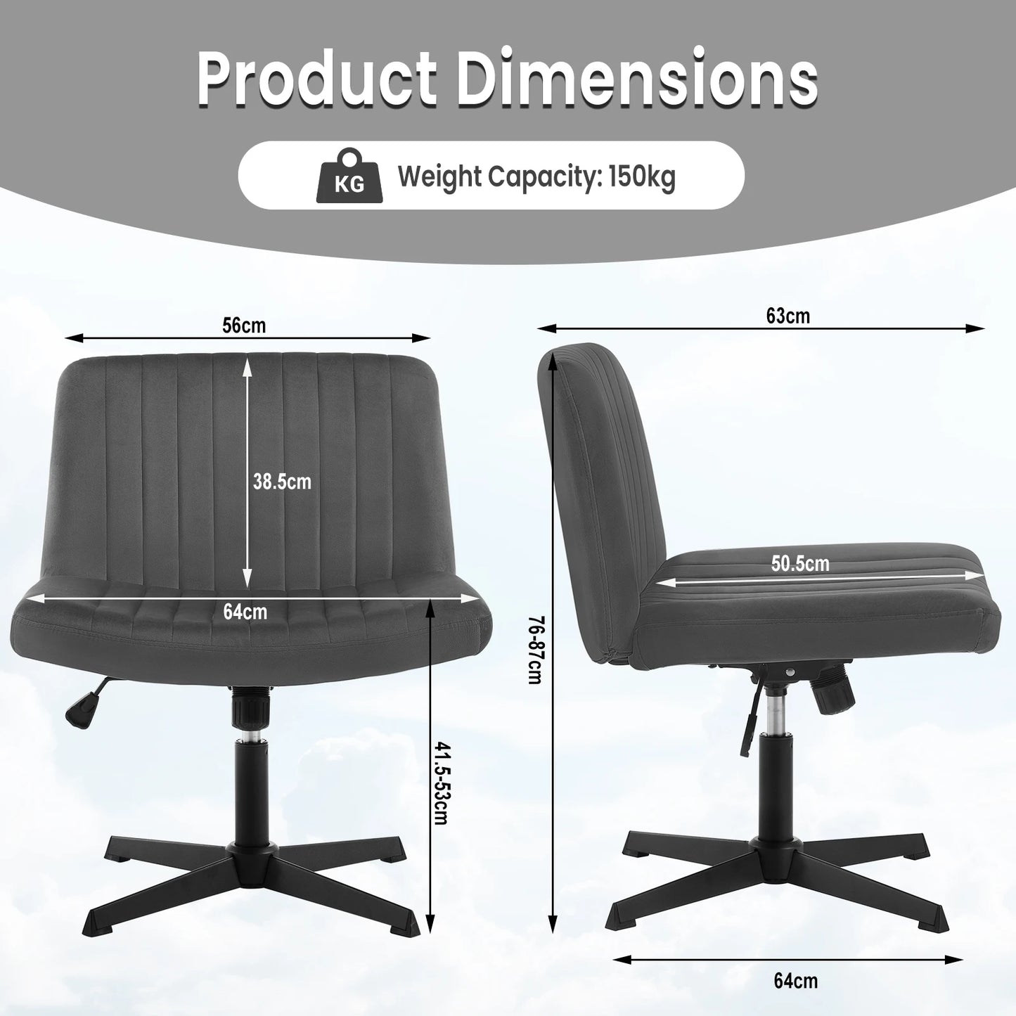Drehbarer Relaxsessel Bürostuhl - Ergonomischer Samt Schreibtischstuhl, Höhenverstellbar, 360° Drehbar, Gepolstert - Unique Outlet