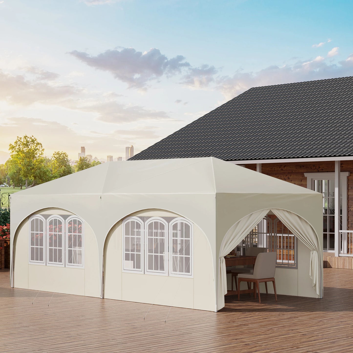 3x6m Faltbarer Pavillon mit 6 Seitenwänden - Verstellbare Höhe, Wasserdicht und UV-Schutz, Partyzelt mit Tragetasche - Unique Outlet