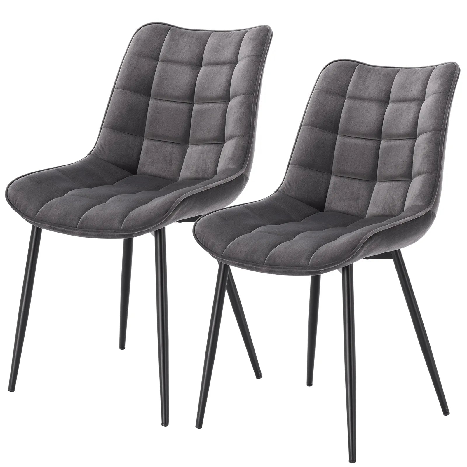 2er-Set Esszimmerstühle mit Samt/Lederimitat/Stoff - Hotel Restaurant Küchenstuhl mit gepolstertem Sitz und stabilen Metallbeinen - Unique Outlet