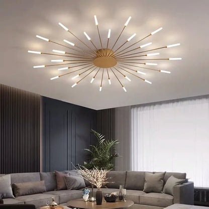 Designer LED-Deckenleuchte im nordischen Stil mit Feuerwerk-Effekt, Ideal für Wohn- und Schlafzimmer, Schwarze Innenbeleuchtung, 220V - Unique Outlet