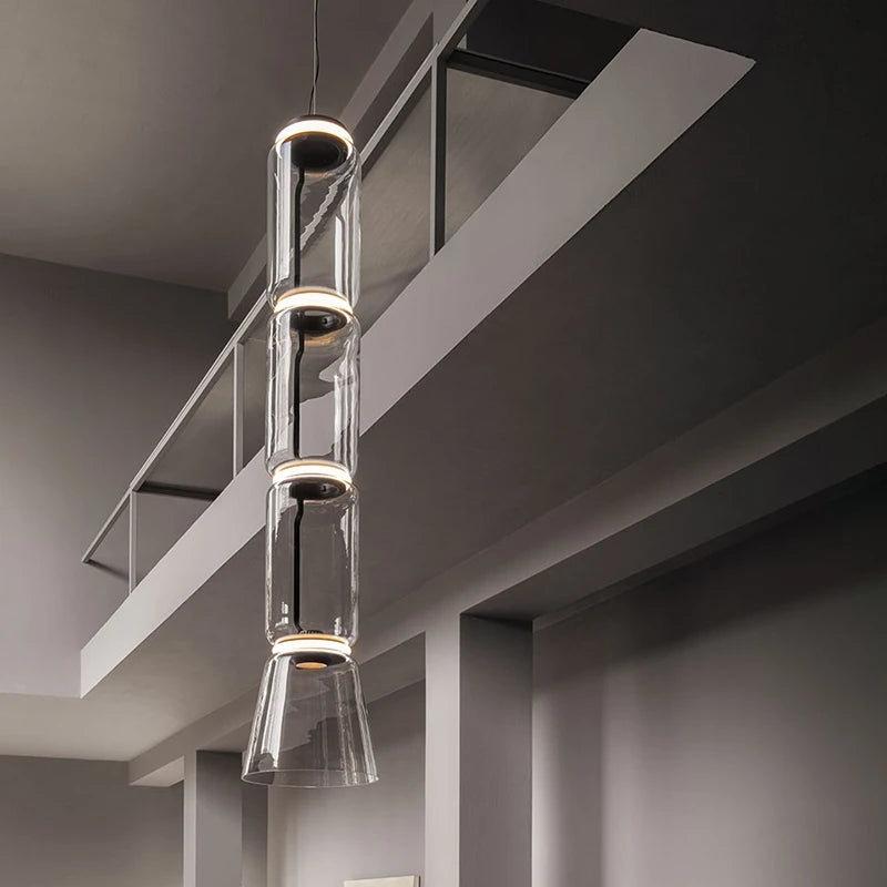 Postmoderne Glas-LED-Pendelleuchten – Minimalistische Dekor-Kronleuchter für Loft, Villa und Eingangshalle - Unique Outlet