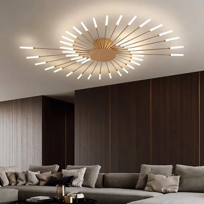 Designer LED-Deckenleuchte im nordischen Stil mit Feuerwerk-Effekt, Ideal für Wohn- und Schlafzimmer, Schwarze Innenbeleuchtung, 220V - Unique Outlet