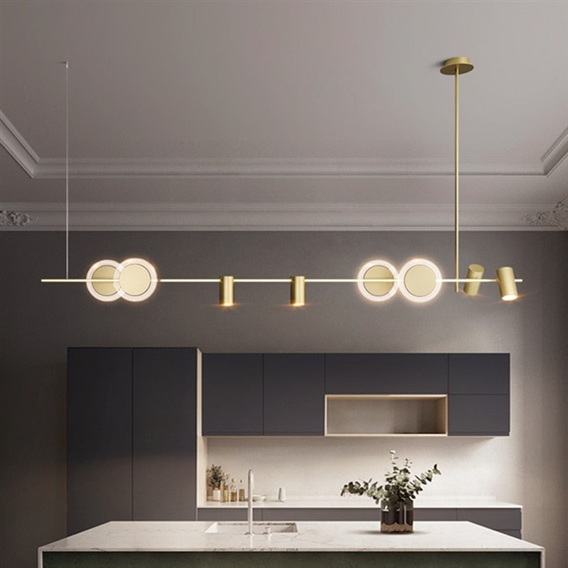 Luxuriöse, stilvolle Messing-Gold-LED-Hängelampe für Tische, Neuheit 2023, für einfache Heim-, Haus- und Villendekoration - Unique Outlet