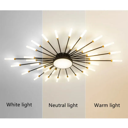 Designer LED-Deckenleuchte im nordischen Stil mit Feuerwerk-Effekt, Ideal für Wohn- und Schlafzimmer, Schwarze Innenbeleuchtung, 220V - Unique Outlet